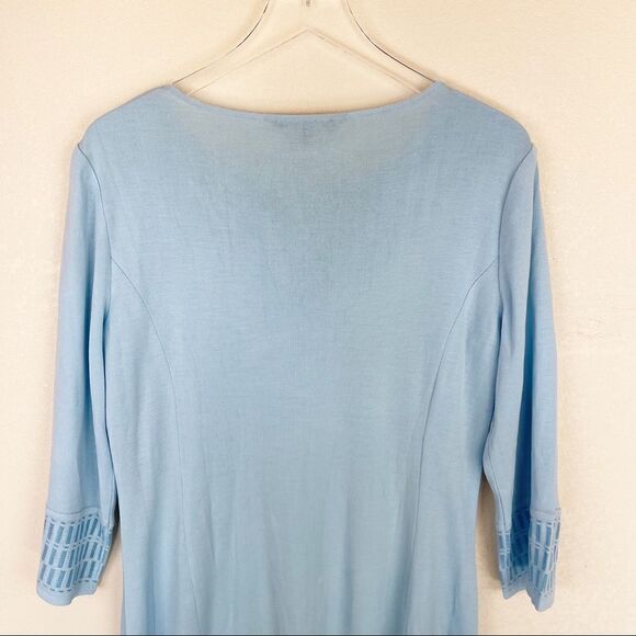 Ming Wang Blue Knit Sleeved Dress Medium - Picture 7 of 9